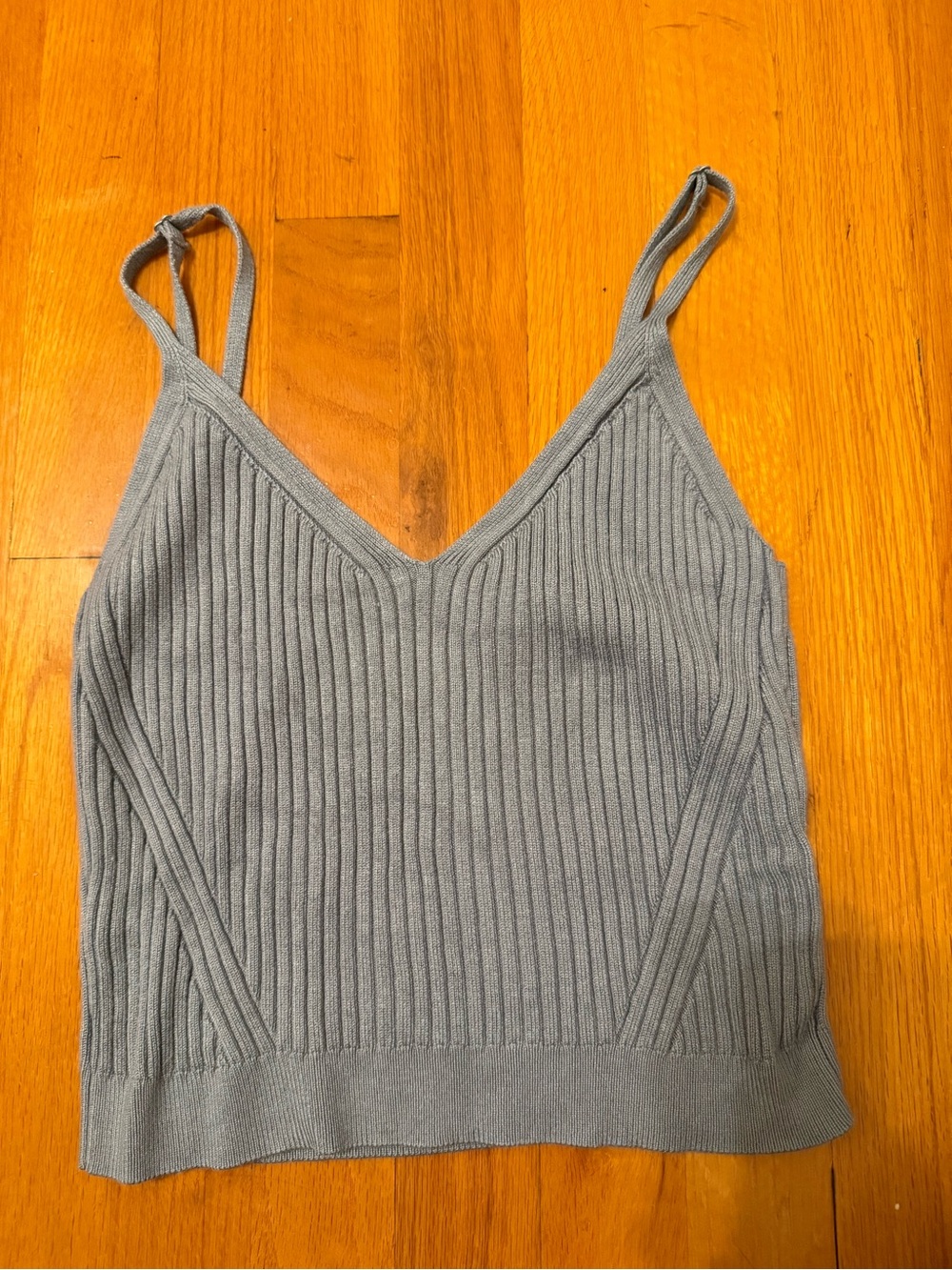 Abercrombie & Fitch Ribbed V-Neck Cami - Grey Blue